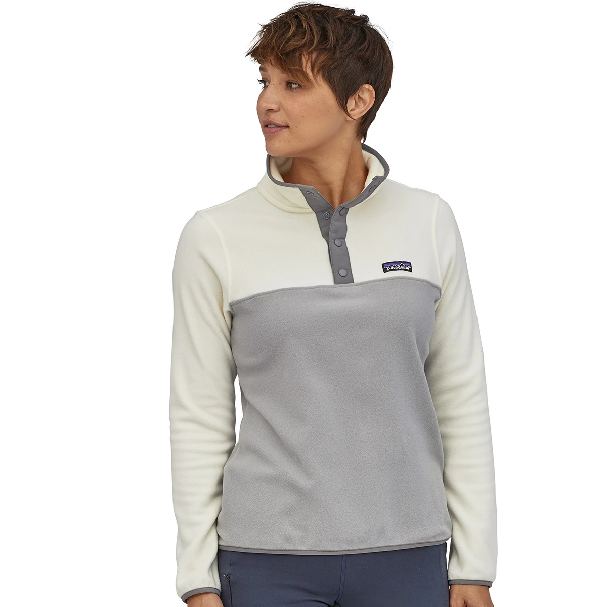 Patagonia W's Micro D Snap-TPullover Drifter Grey/white Wash 4 Patagonia W's Micro D Snap-TPullover Drifter Grey/white Wash – Bild 2