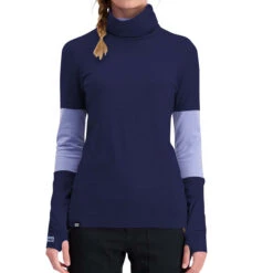Mons Royale Womens Cornice Rollover LS Navy/fog